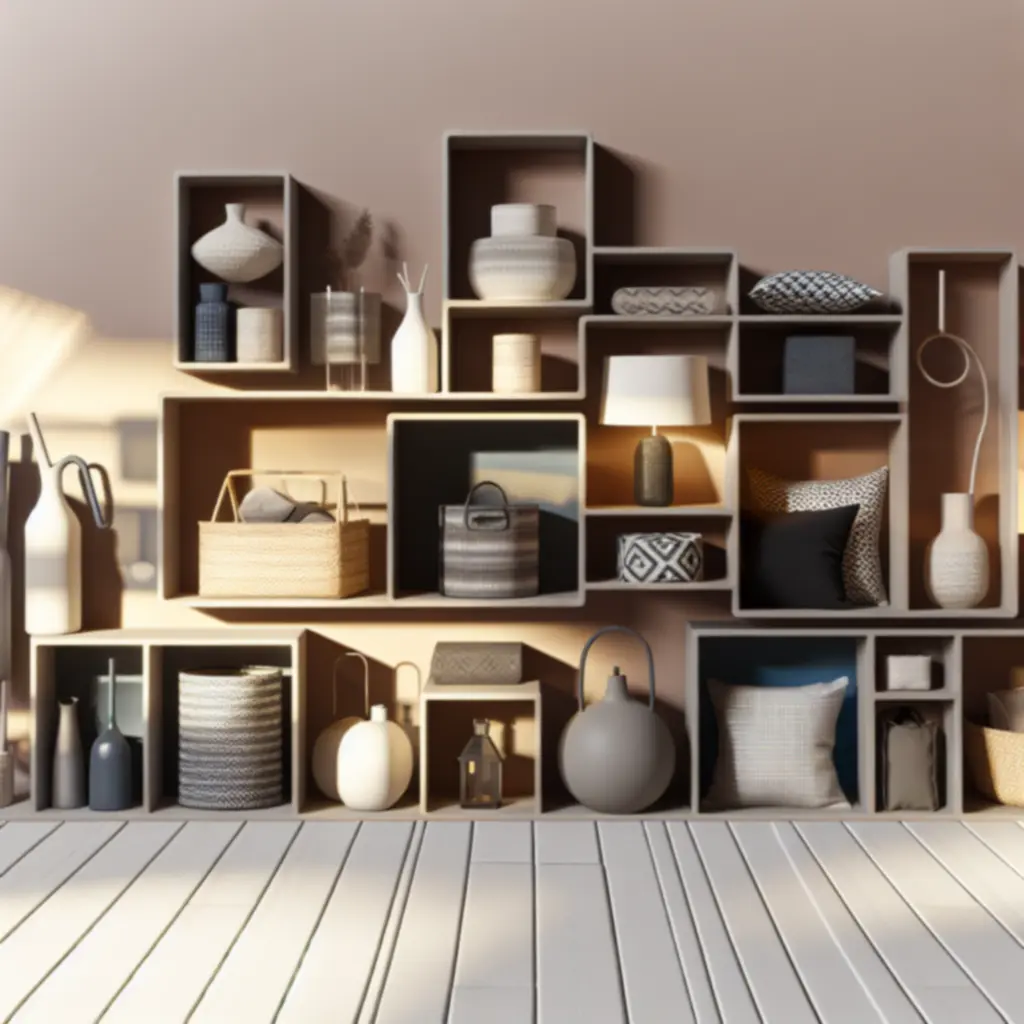 Zestaw nowoczesnych, neutralnych akcesoriów domowych na jasnym tle